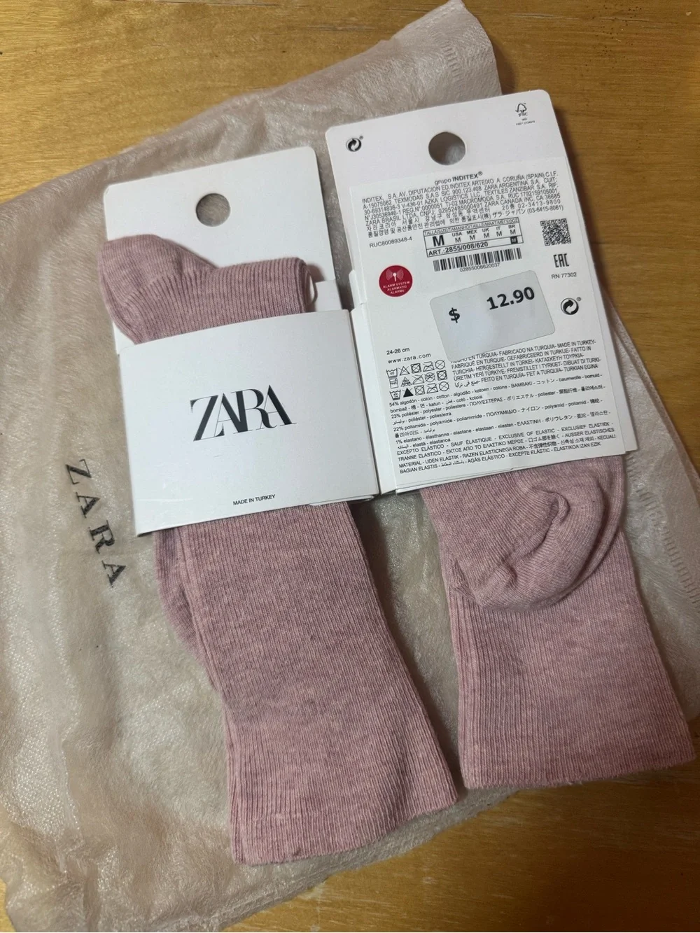 NWT 2 PAIRS - Zara Ribbed Knit Socks Bundle (Dusty Pink / Mauve Color)